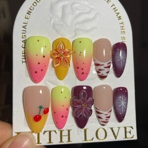 3D Floral Handmade Press-On Nails
Custom Design by Professional Nail Art…